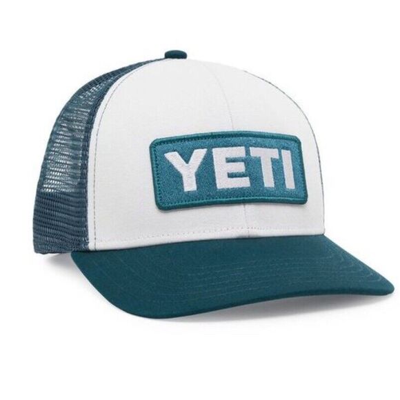 Yeti Men's Snapback Mesh Back Hat Green White Embroidered‎ Logo Polyester - Picture 1 of 1